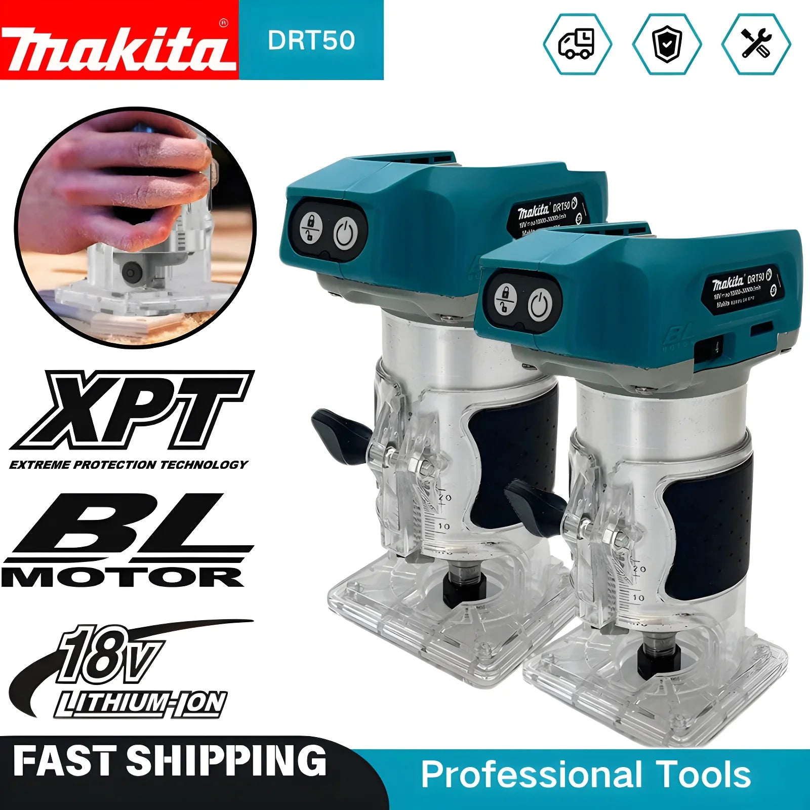 DRT50 18V LXT Cordless Trimmer, Brushless Motor, Professional Rechargeable Slotting and Milling Tool,Edge Trimmer