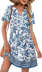 Summer Dresses for Women Casual V Neck Wedding Guest Dress Hawaiian Midi Dress Fashion Beach Vacation Clothes