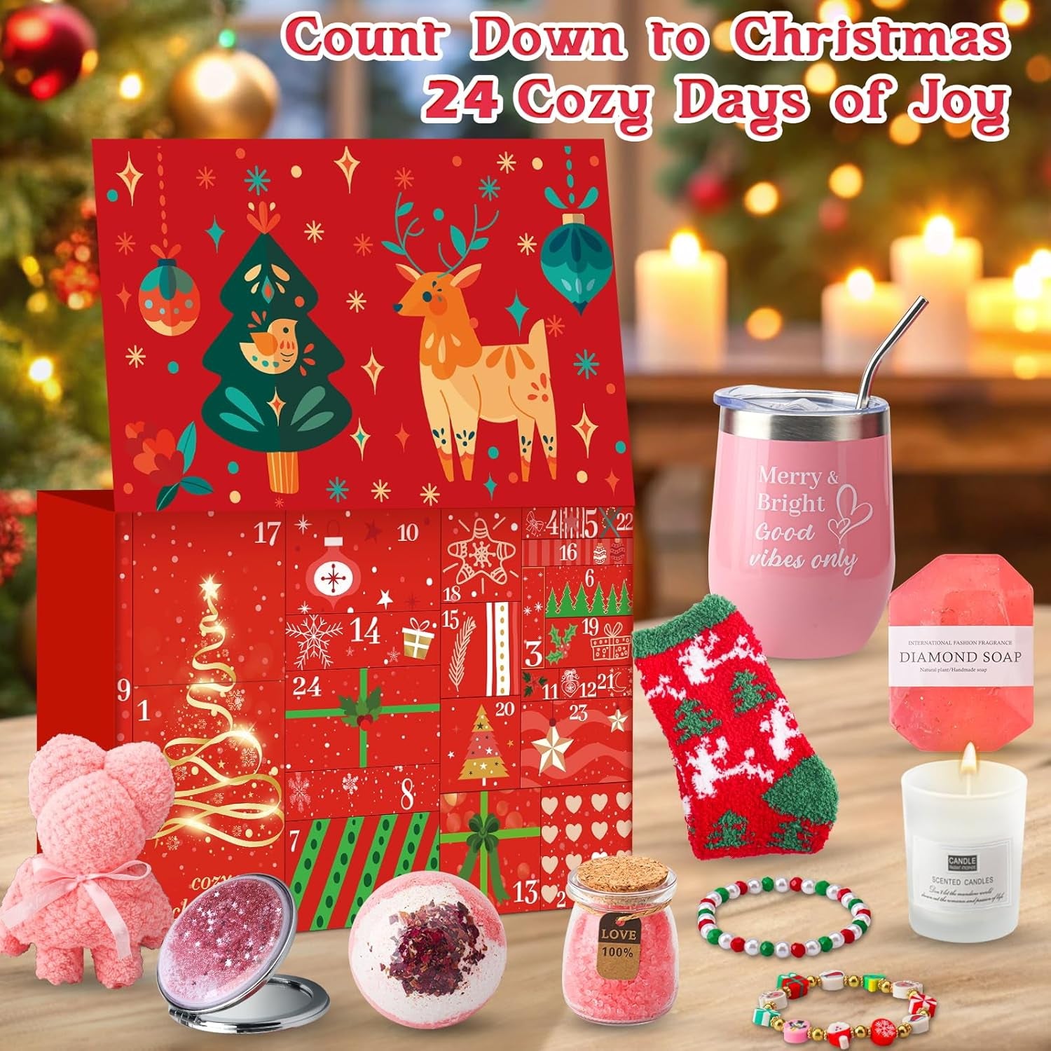 Advent Calendar 2025 Adult Woman,24 Boxes Christmas Countdown Calendar with Beauty,Bath &Jewelry, Ideal Christmas Gift for Women, Friends, Moms
