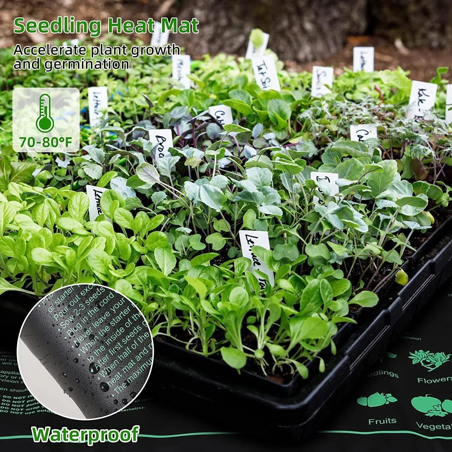 Seed Starter Trays with Grow Lights and Heat Mat, 72 Cells Seed Starter Kit with Lights, 3 Lighting Mode, 4 Timing Set, Germination Kit for Seed Starting Trays with High Humidity Control Domes