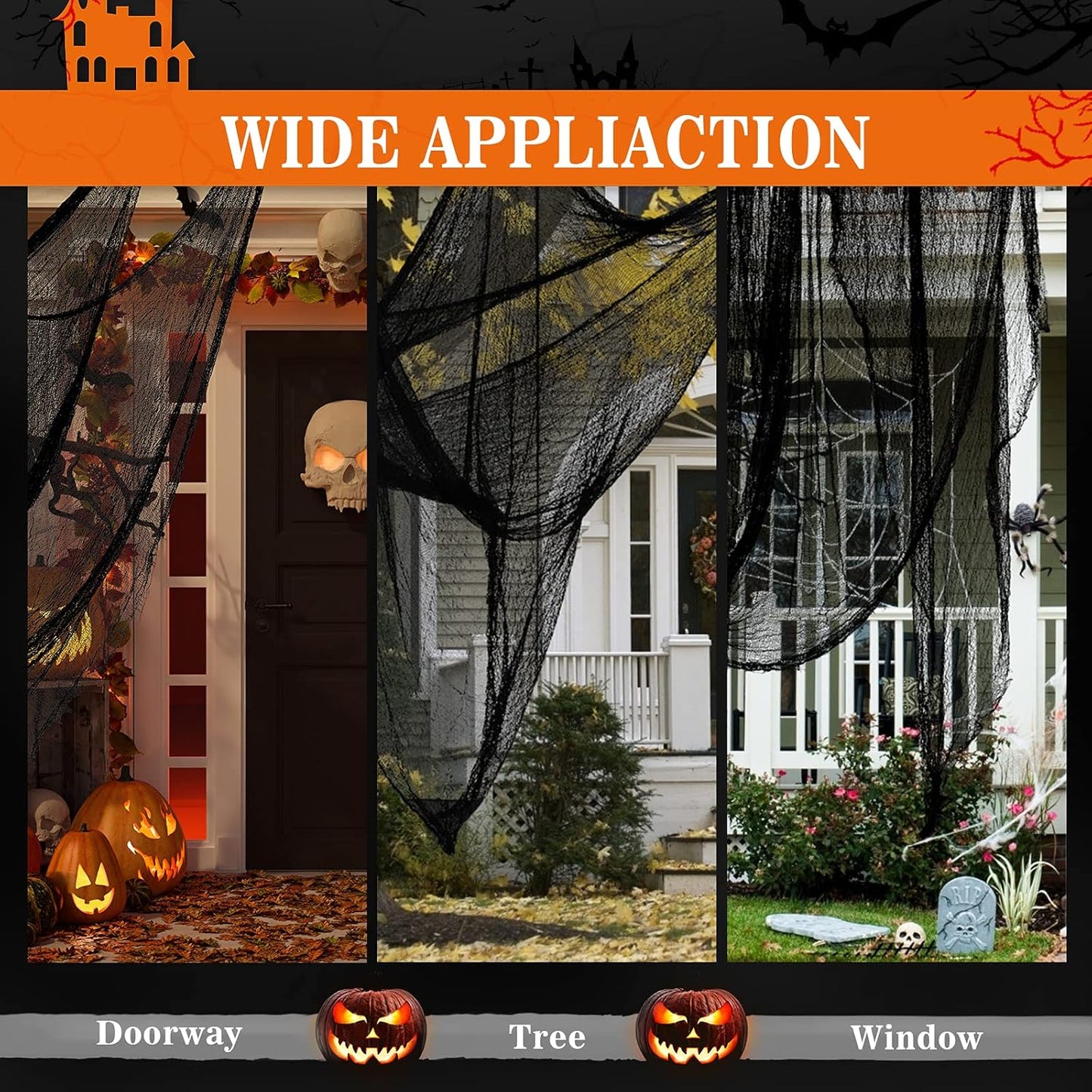 5Pcs Halloween Creepy Cloth Black 30×72Inch - Halloween Decorations Clearance - Creepy Spooky Halloween Decorations Outdoor Indoor