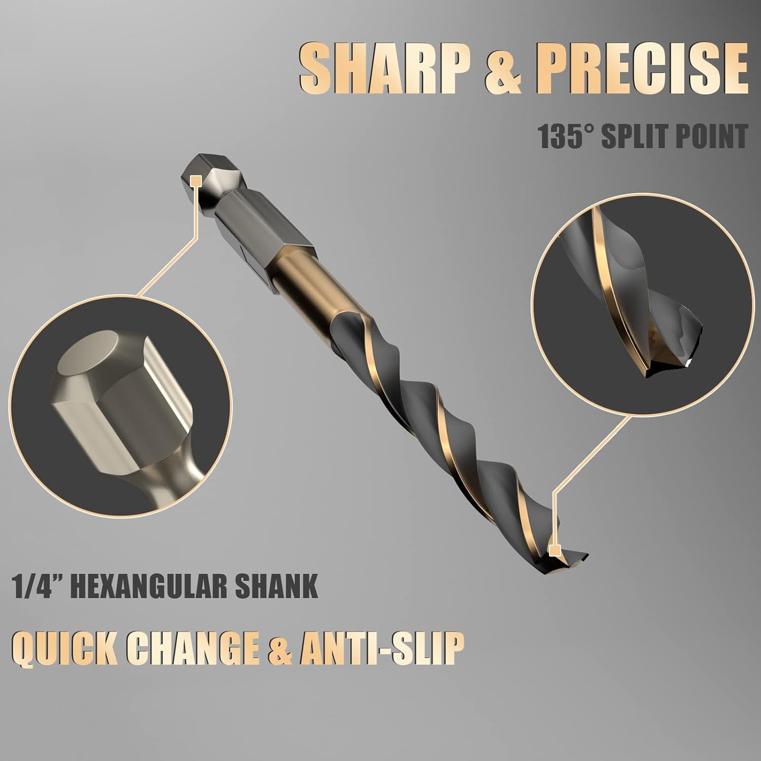 Hex Shank Cobalt Metric Drill Bit Set 15 PCS (1.5Mm-8Mm), Quick Change High Speed Steel Impact Driver Hex Drill Bits for Metal, Steel, Wood, Plastic, Aluminum Alloy