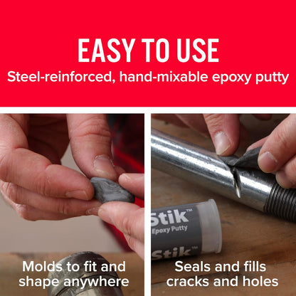 Steelstik, 1 Hour Cure, Steel Reinforced Epoxy Putty Stick - 2 Pack, Dark Grey (8267-2)