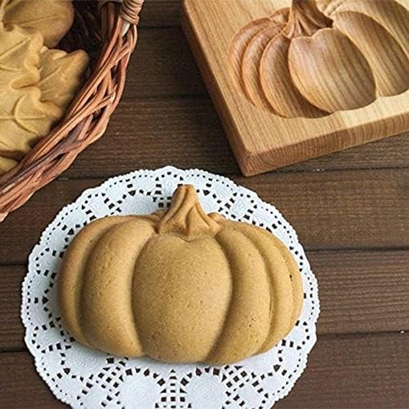 Wooden Cookie Mold,3D Wooden Baking Mold,Gingerbread Cookie Mold,Christmas Carved Wooden Cookie Mold Decoration for Cookie Stamp Embossing Craft Decorating Baking Tool (B#Pumpkin)