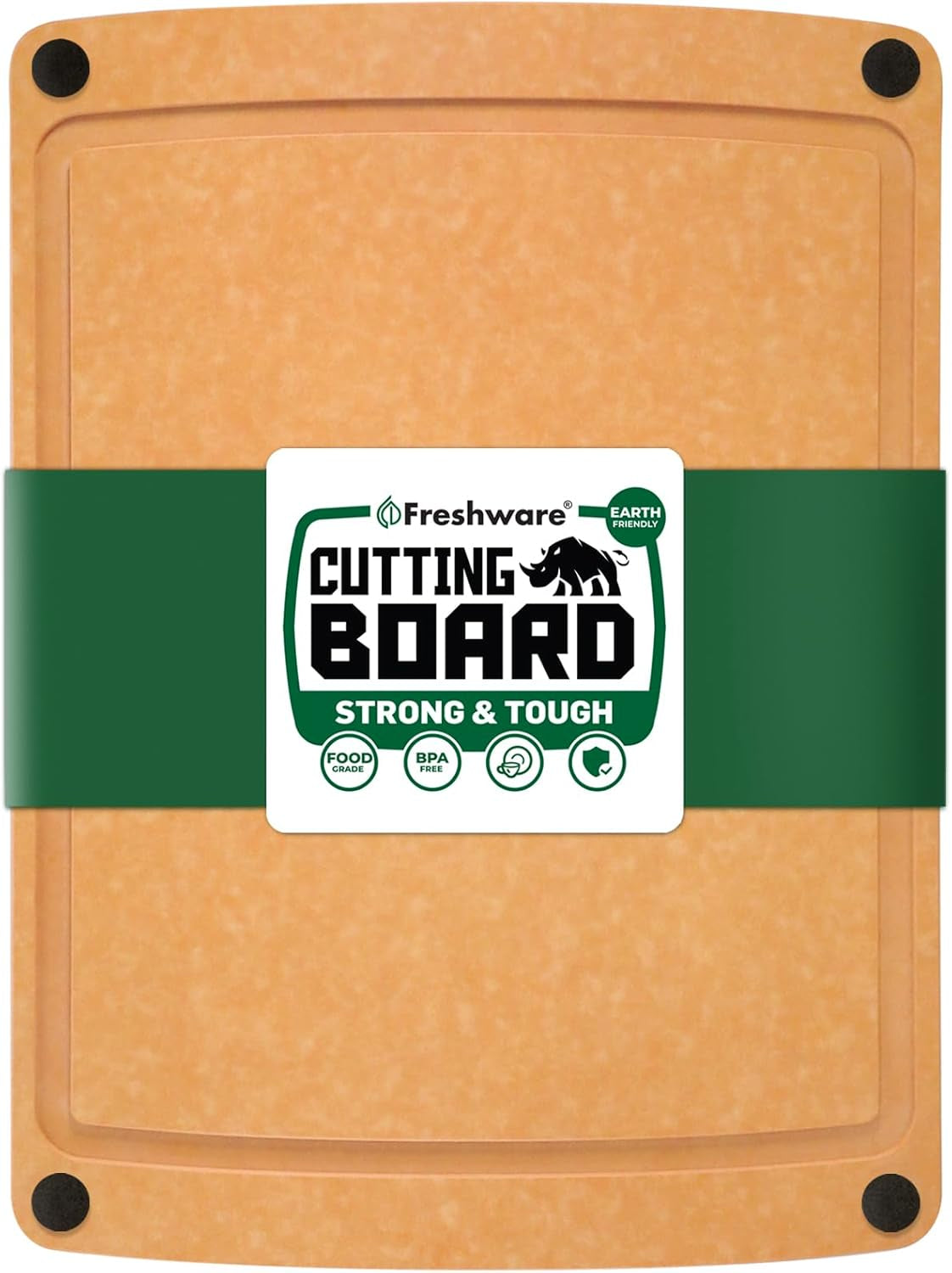 Wood Cutting Board for Kitchen, Juice Groove, Non-Slip Silicone Feet, Dishwasher Safe, Medium, 12" X 9", Natural