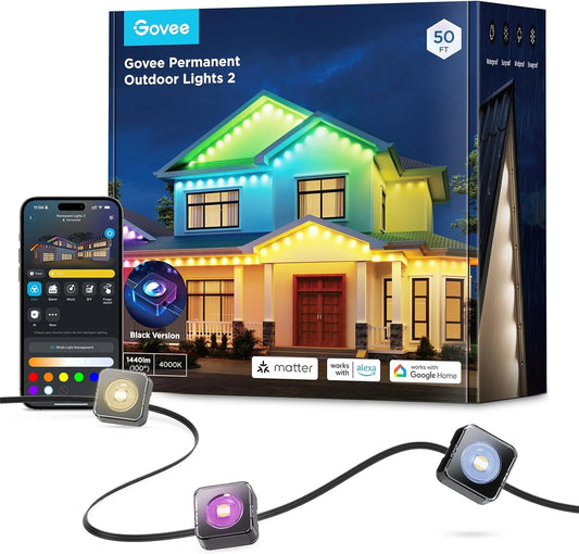 50Ft RGBICW Black Permanent Outdoor Lights 2 (Elite)