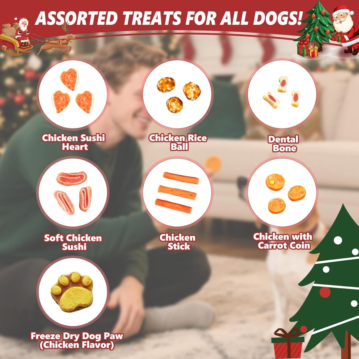 Advent Calendar for Dogs 2025, Dog Advent Calendar 2025, 24 Tasty Dog Treats for Christmas, Whole Meat for All Breeds, Box for Pets