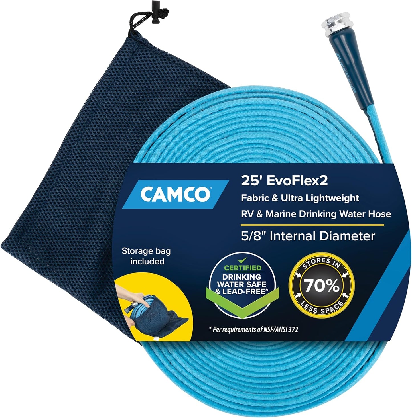 Evoflex2 25-Ft Drinking Water Hose - RV Drinking Water Hose Reinforced with Fabric & Ultra Lightweight - Contains No Lead, No BPA & No Phthalate - Abrasion Resistant (22577)