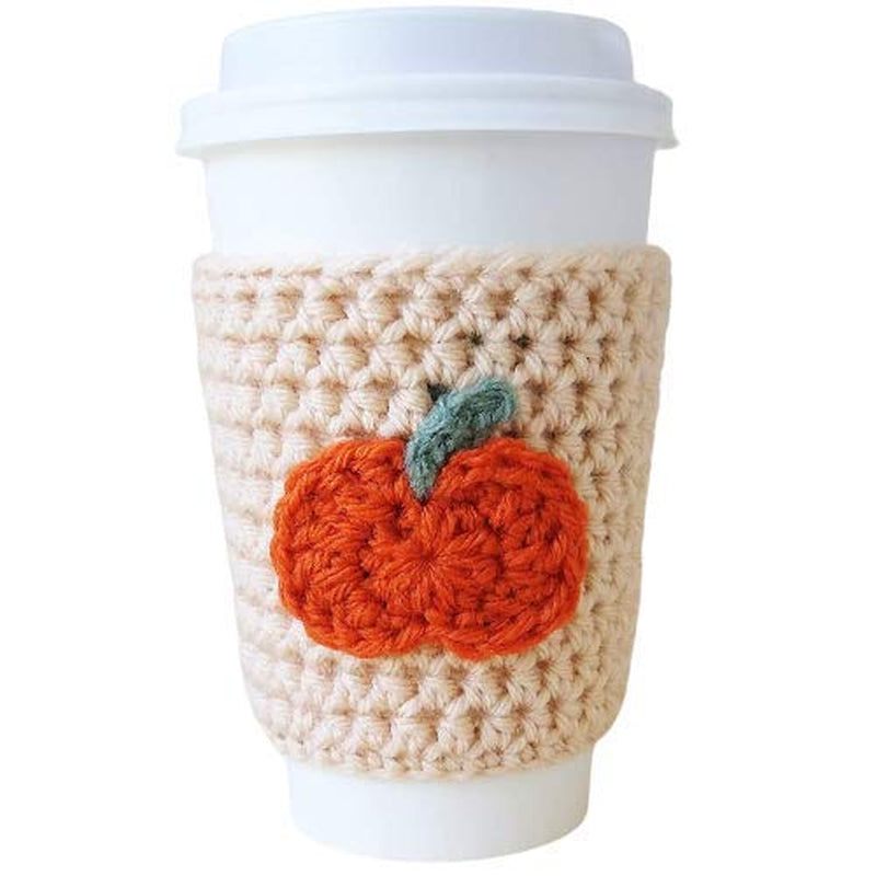 Pumpkin Coffee Cozy Sleeve, Reusable Fall to Go Cup Cover, Autumn Beverage Accessory