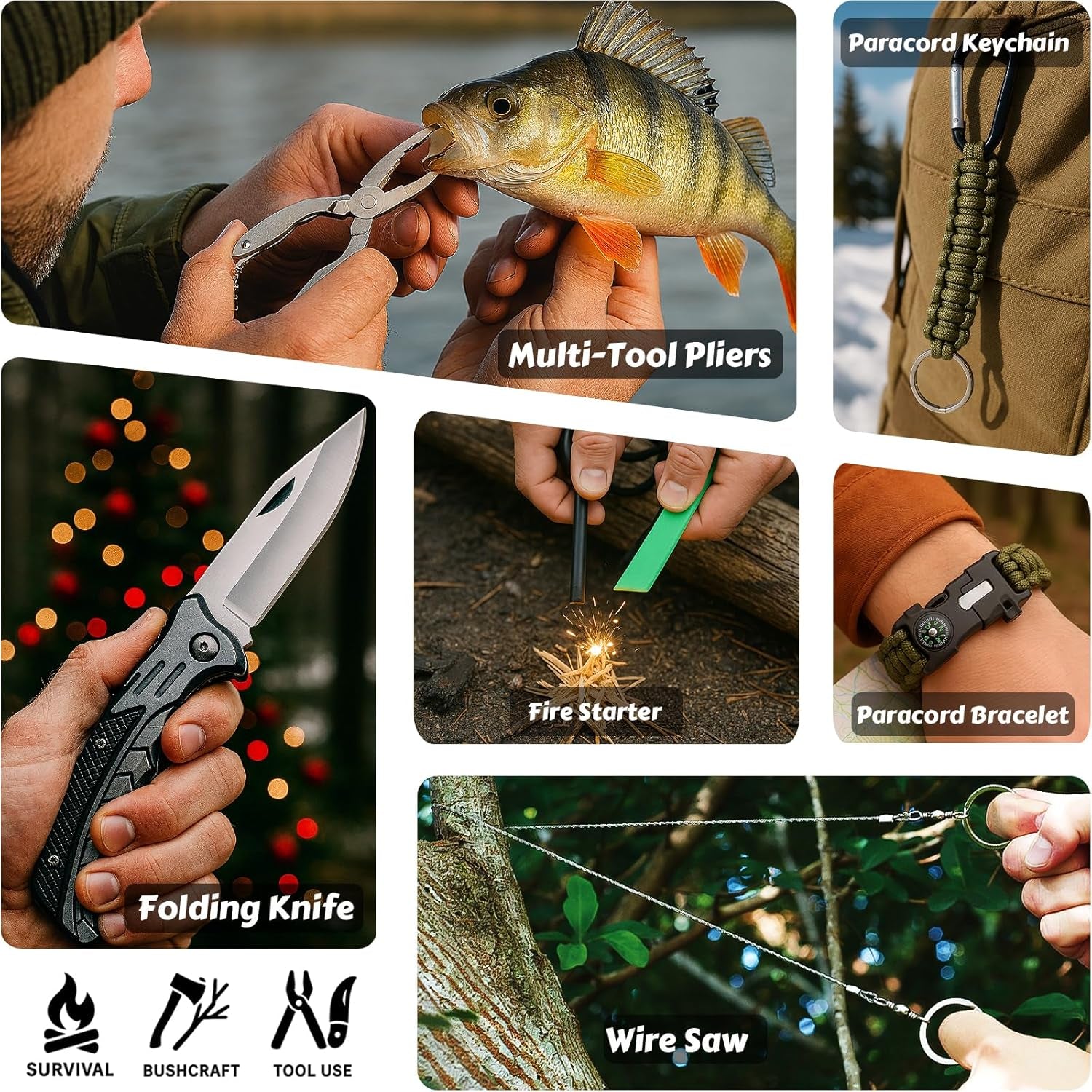 Survival Kit Advent Calendar 2025 for Men – 24 Days Christmas Countdown Survival Tools for Adult Teen, Xmas Holiday Surprise Gifts for Outdoor Enthusiasts, Camping, Fishing, Hunting, Hiking