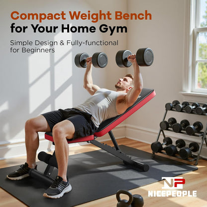 Basic Weight Bench for Home Gym, 8 Backrests Adjustable Bench with 660LBS Weight Capacity for Chest Shoulders Arms Muscles, Foldable and Compact for Small Space Apartment Room