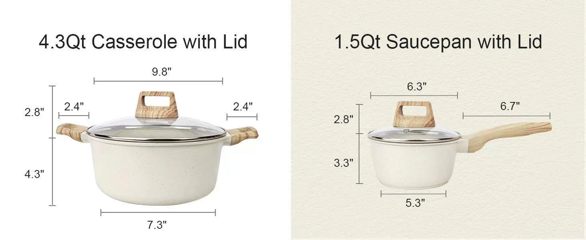 Gipp 10Pcs Nonstick White Granite Pots and Pans Set, Pfos-Free