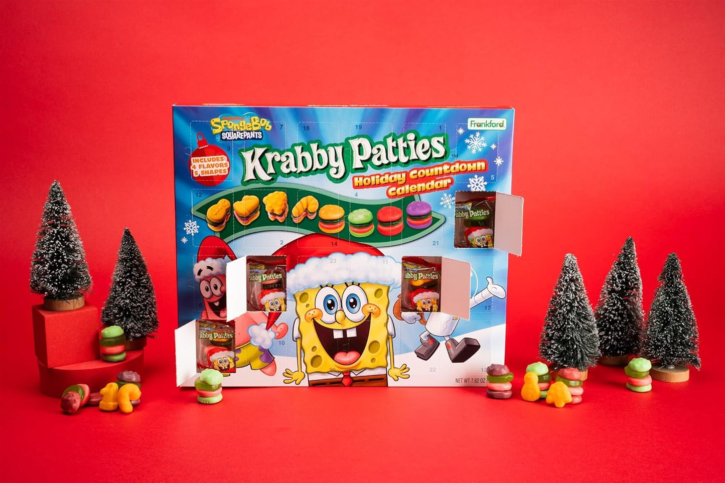 Spongebob Squarepants Advent Calendar-24 Days of Krabby Patty Treats, Countdown to Christmas, 7.62 Ounces