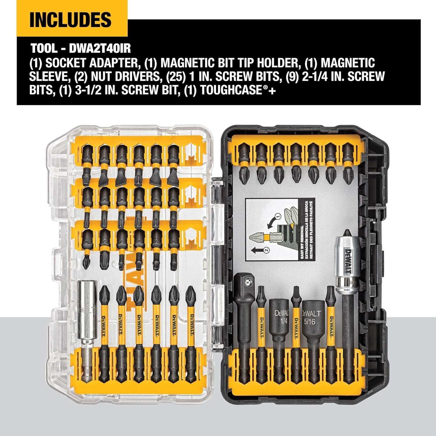Dewalt Screwdriver Bit Set, 40 Pcs. Impact Ready, Flextorq Impact Driver Bit Set with Storage Case (DWA2T40IR)