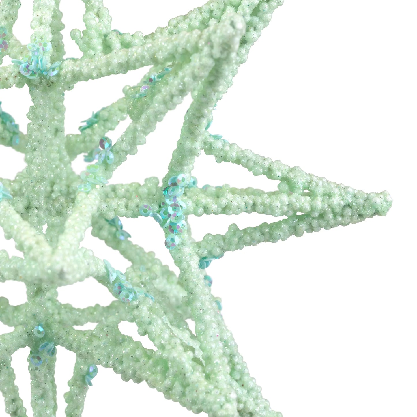 Starburst 3-D Glittered Christmas Ornament - 6.75" - Seafoam Green