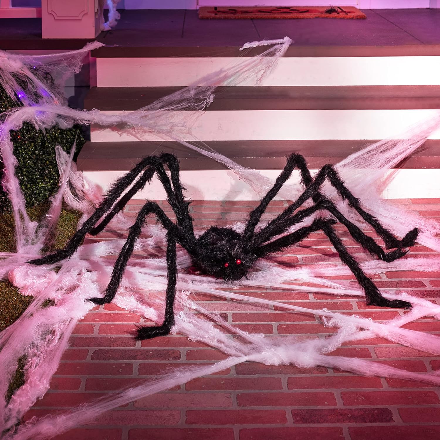 Halloween Outdoor Decorations Giant Spider, 5 Ft Large Spider for Yard Lawn Garden Patio Scary Halloween outside Decor, Indoor Haunted House Prop and Home Party Decor, Black