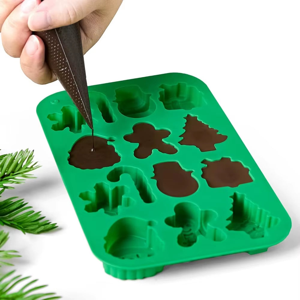 Christmas Chocolate Molds Silicone Candy Molds Santa Clause Christmas Tree Snowman Gingerbread Bakery Accessories Bakeware