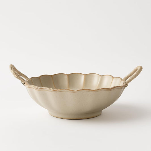 Vintage Petal Shape Ceramic , Retro Style Glazed for Fruit Bowl,Salad Bowl,Table Centerpiece Decor
