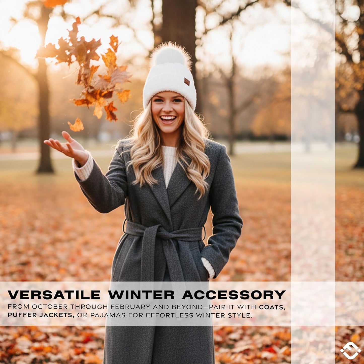 Beanie for Women Ultra Soft Chenille Faux Fur Pom Pom Winter Hats Warm Ski Cap Fashion