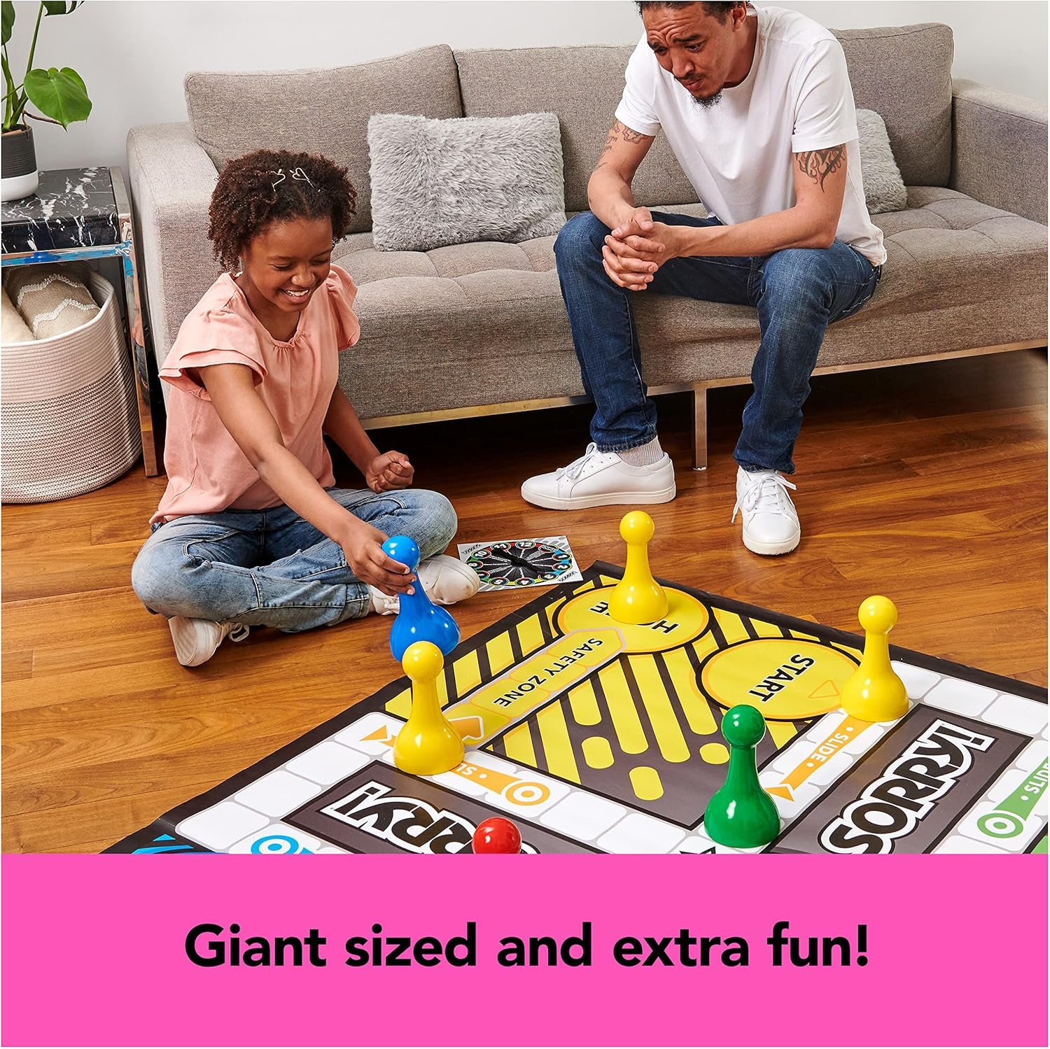 Giant Sorry Classic Family Board Game Indoor Outdoor Retro Party Activity Summer Toy with Oversized Gameboard, for Adults and Kids Ages 6 and Up