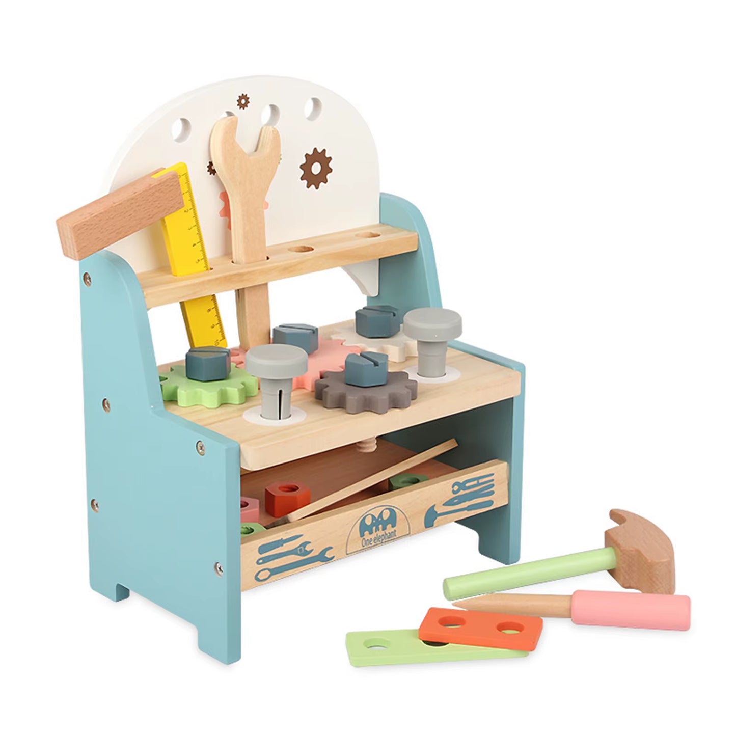 Wooden Tool Bench Simulation DIY Multifunctional Children Repair Play Tool Set for Kids 3 4 5 Year Old Girls Boys Children Gifts