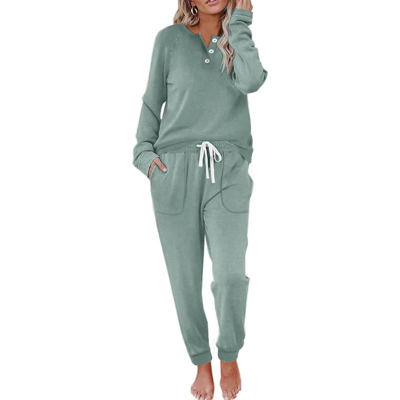 WIHOLL Two Piece Outfits for Women Lounge Sets Button down Sweatshirt Sweatpants Sweatsuits Set with Pockets