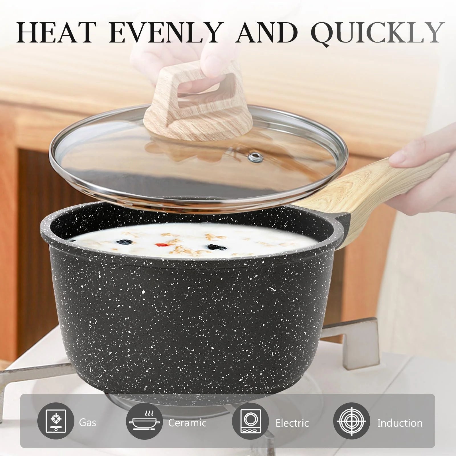 Gipp 10Pcs Nonstick White Granite Pots and Pans Set, Pfos-Free