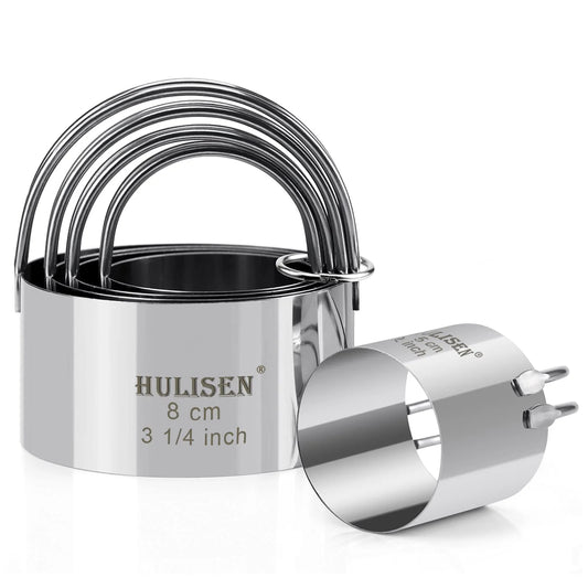 Biscuit Cutter Set (5 Pieces/Set), round Cookies Cutter with Handle, Professional Baking Dough Tools, Gift Package