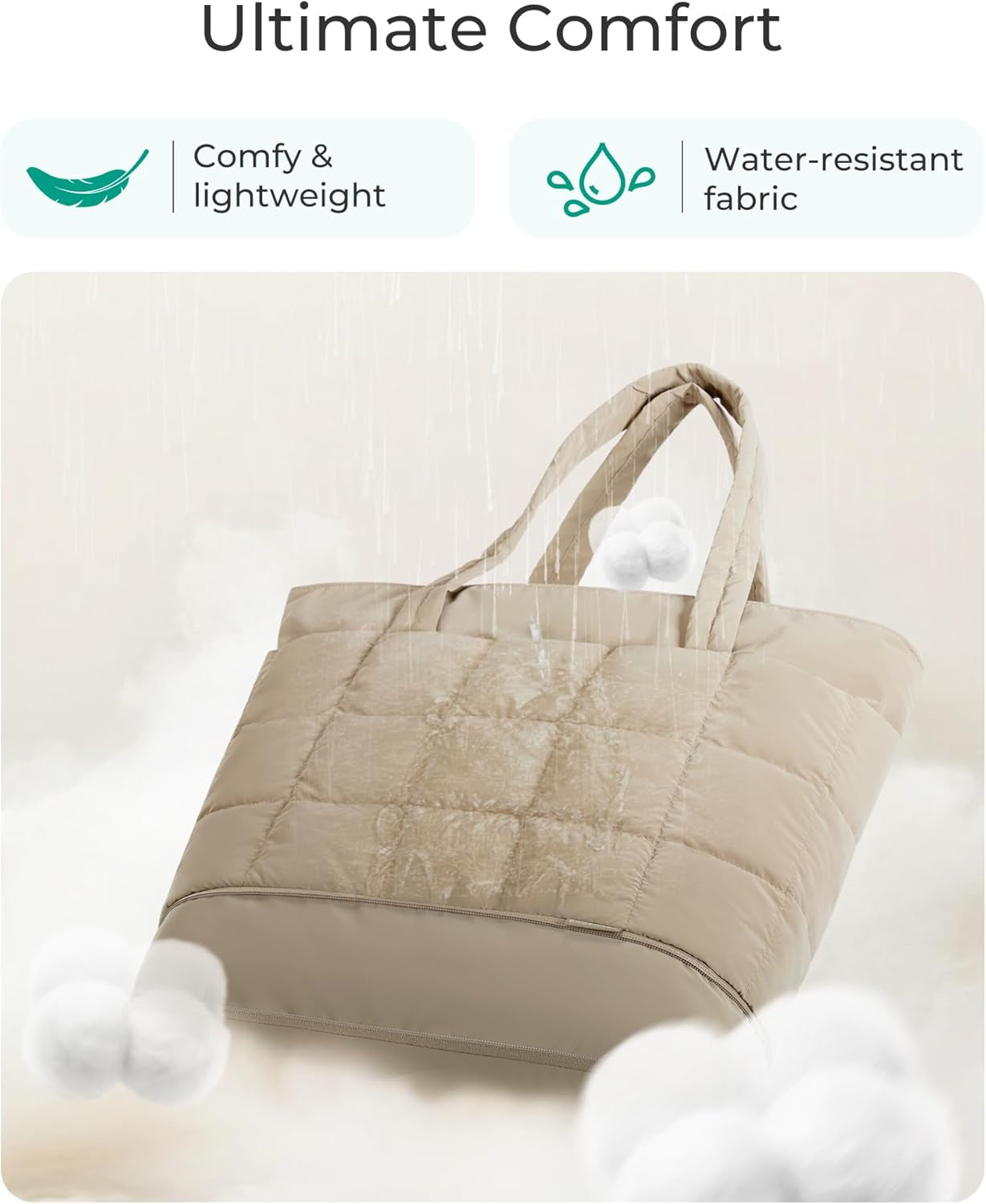 Large Tote Bag for Women, Expandable Puffer Work Tote Handbag, Quilted Carry-On Travel Gym Bag