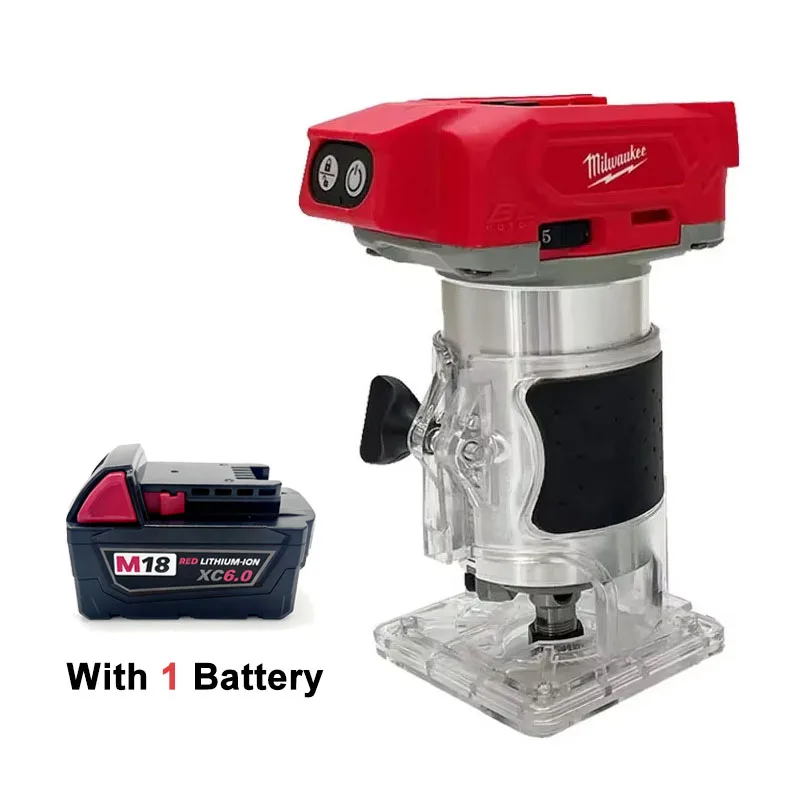 Brushless Electric Trimmer 800W 30000RPM Cordless Compact Router 5-Speeds Woodworking Trimming Machine 18V Battery