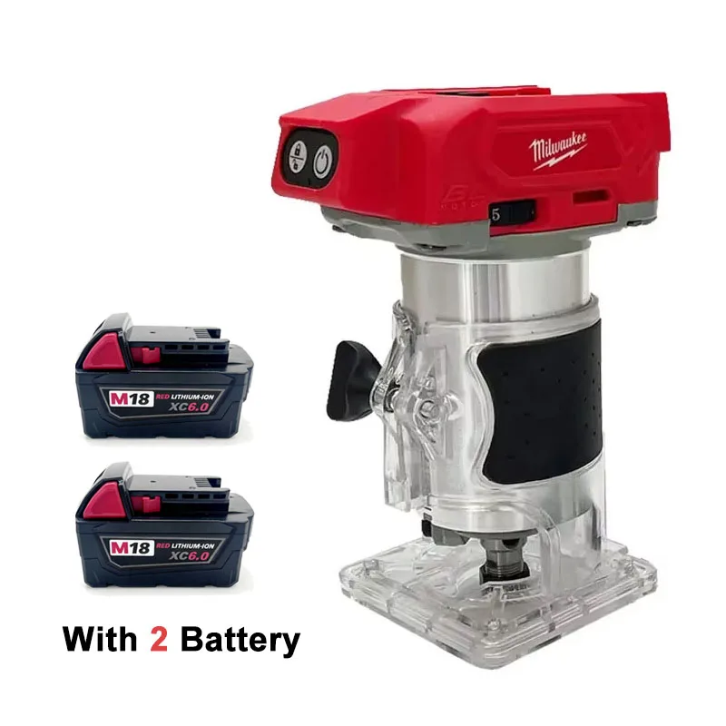 Brushless Electric Trimmer 800W 30000RPM Cordless Compact Router 5-Speeds Woodworking Trimming Machine 18V Battery