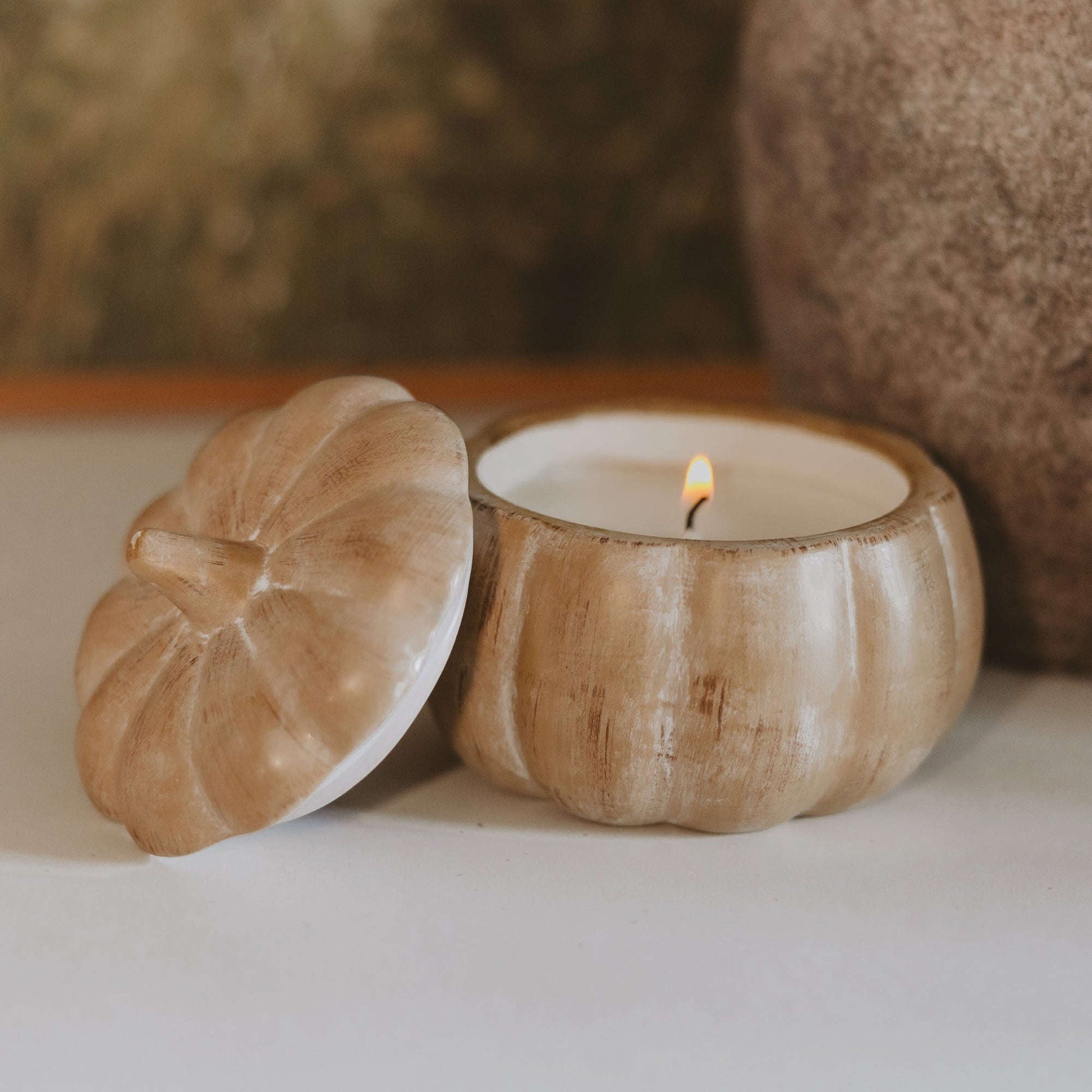 Pumpkin Spice Soy Candle - Ceramic Pumpkin Jar - 8 oz Baskit Bazaar