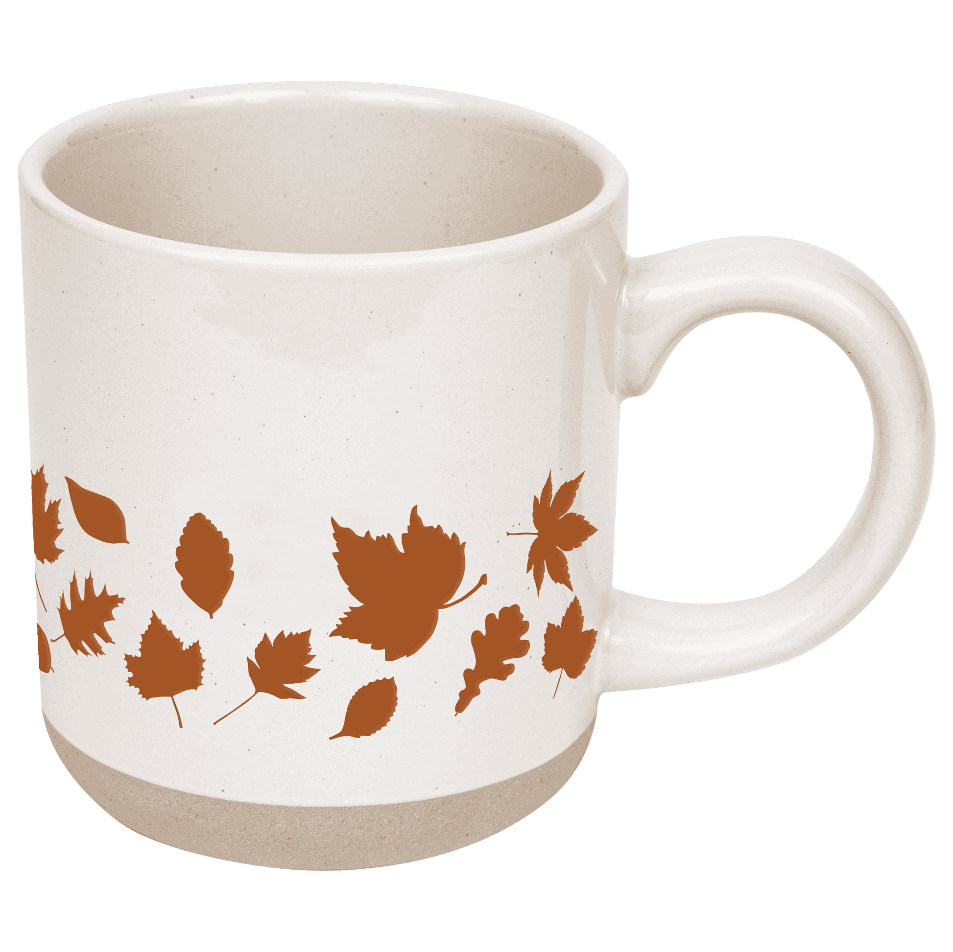 Orange Leaves 14 oz Cream Stoneware Coffee Mug Baskit Bazaar