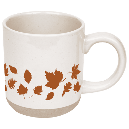 Orange Leaves 14 oz Cream Stoneware Coffee Mug Baskit Bazaar