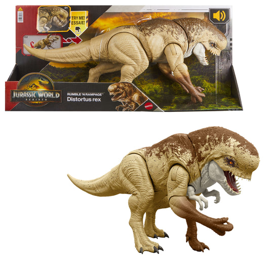 Rebirth Distortus Rex, Drex Action Figure, 22 Inch Rumble N Rampage Dinosaur Toy