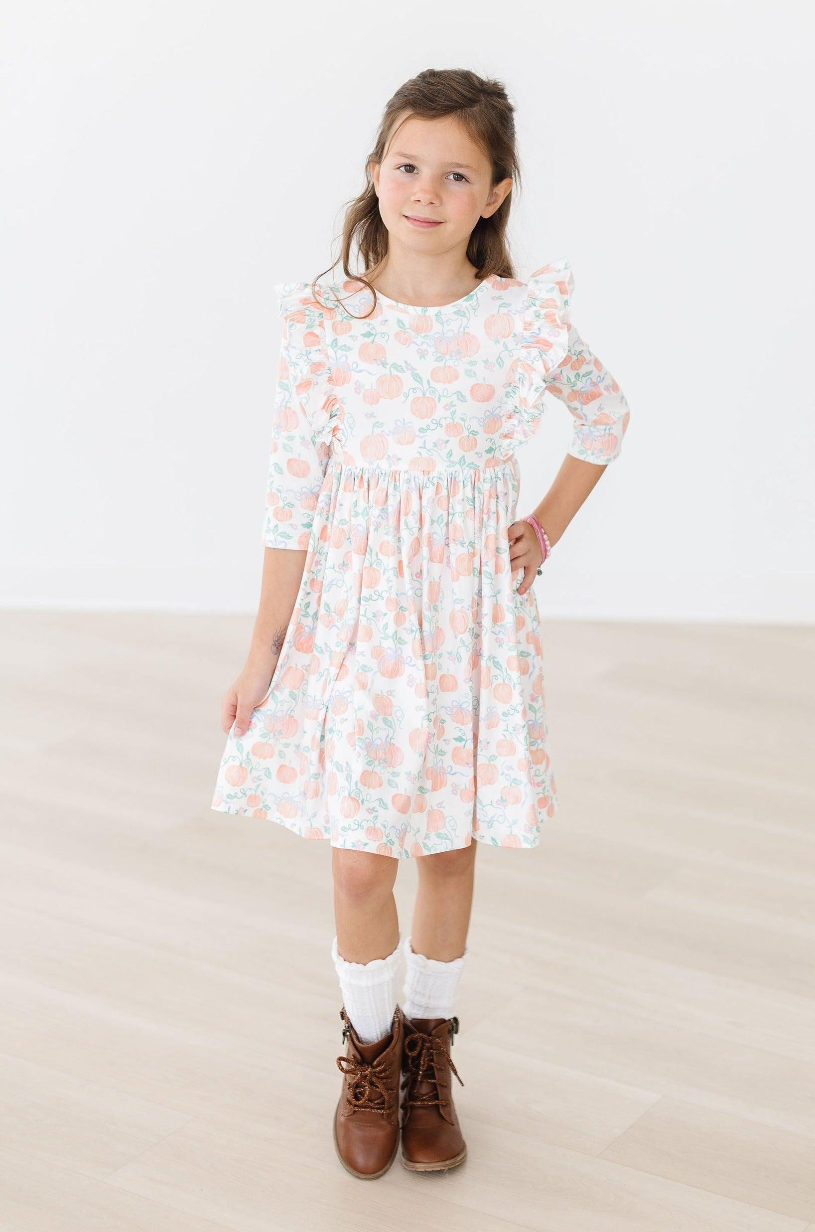 Pretty Pumpkins Ruffle Twirl Dress Baskit Bazaar