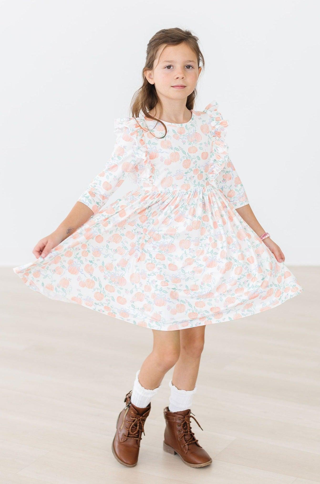 Pretty Pumpkins Ruffle Twirl Dress Baskit Bazaar