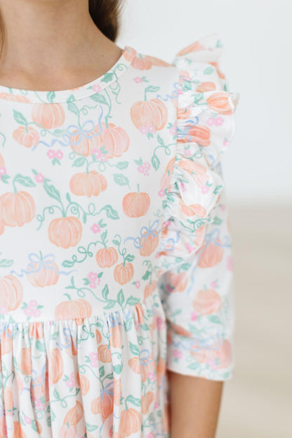 Pretty Pumpkins Ruffle Twirl Dress Baskit Bazaar