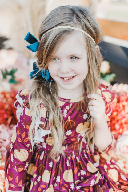 Pumpkin Patch 3/4 Sleeve Ruffle Twirl Dress Baskit Bazaar