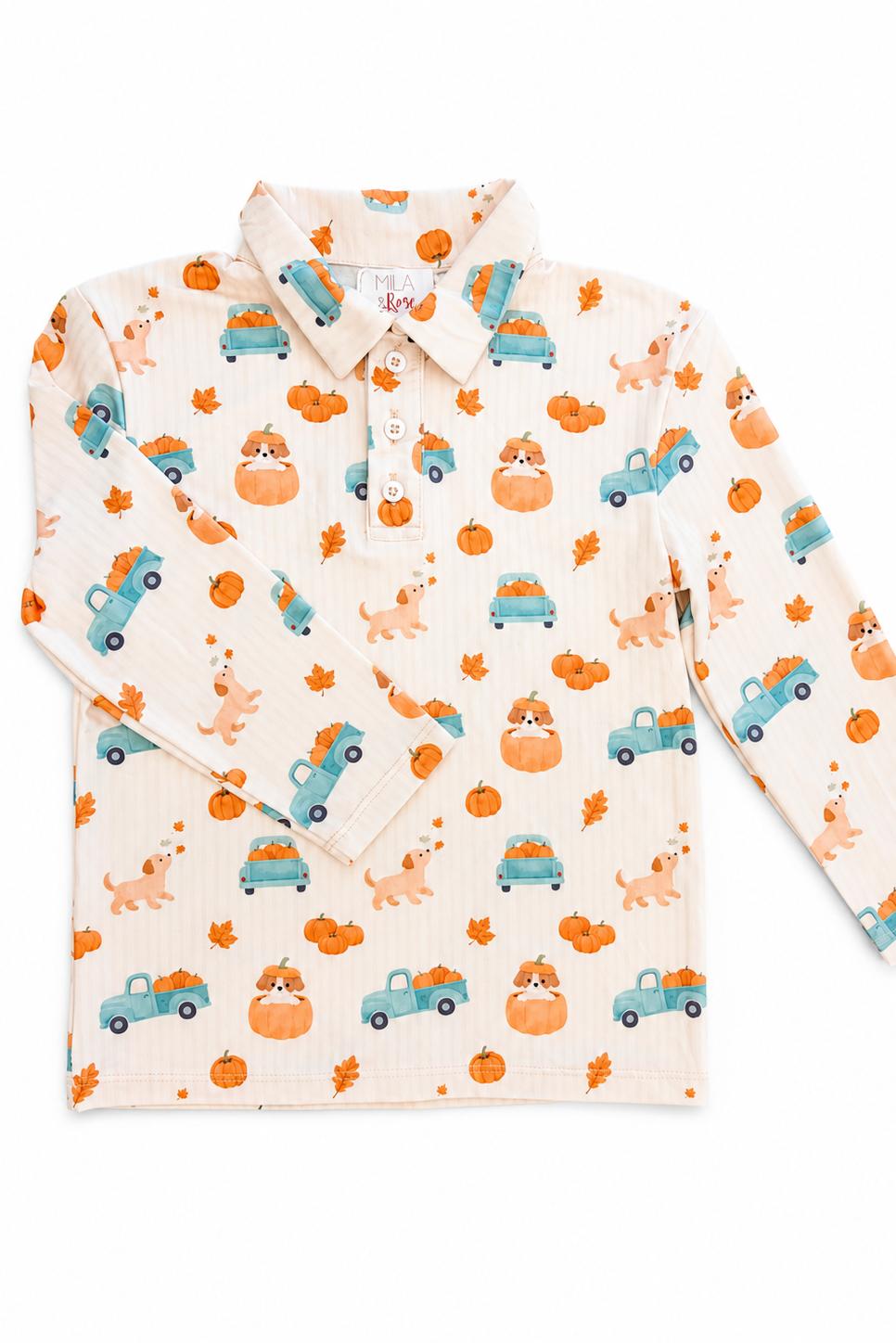 Pumpkin Spice Pups L/S Polo Baskit Bazaar
