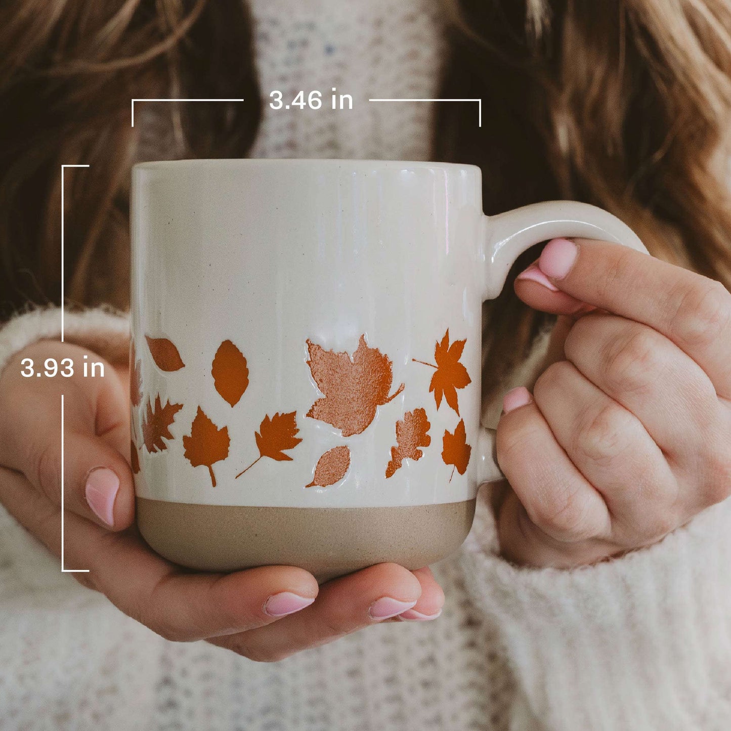 Brown Leaves 14 oz Stoneware Coffee Mug Baskit Bazaar