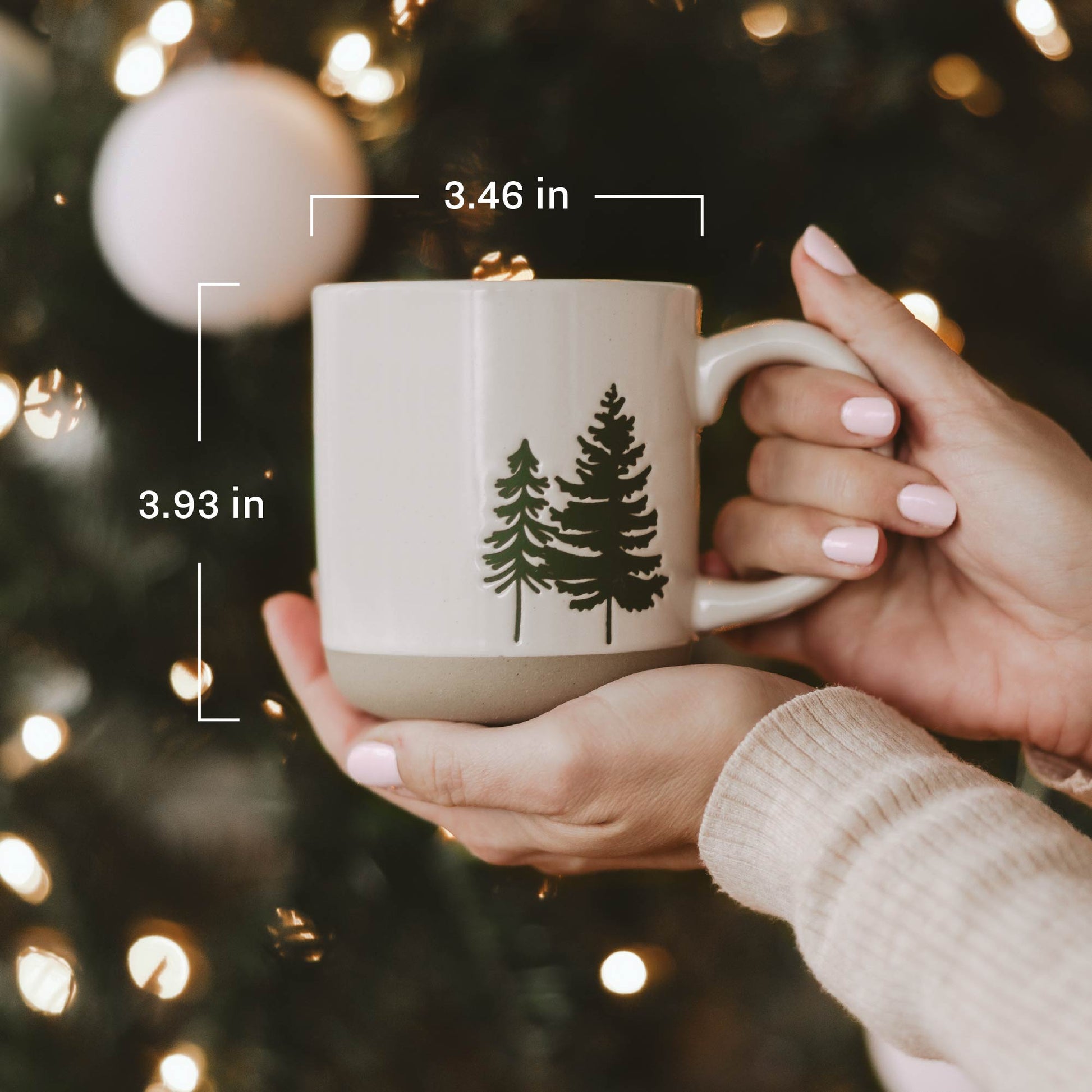 Forest 14 oz Cream Stoneware Coffee Mug Baskit Bazaar