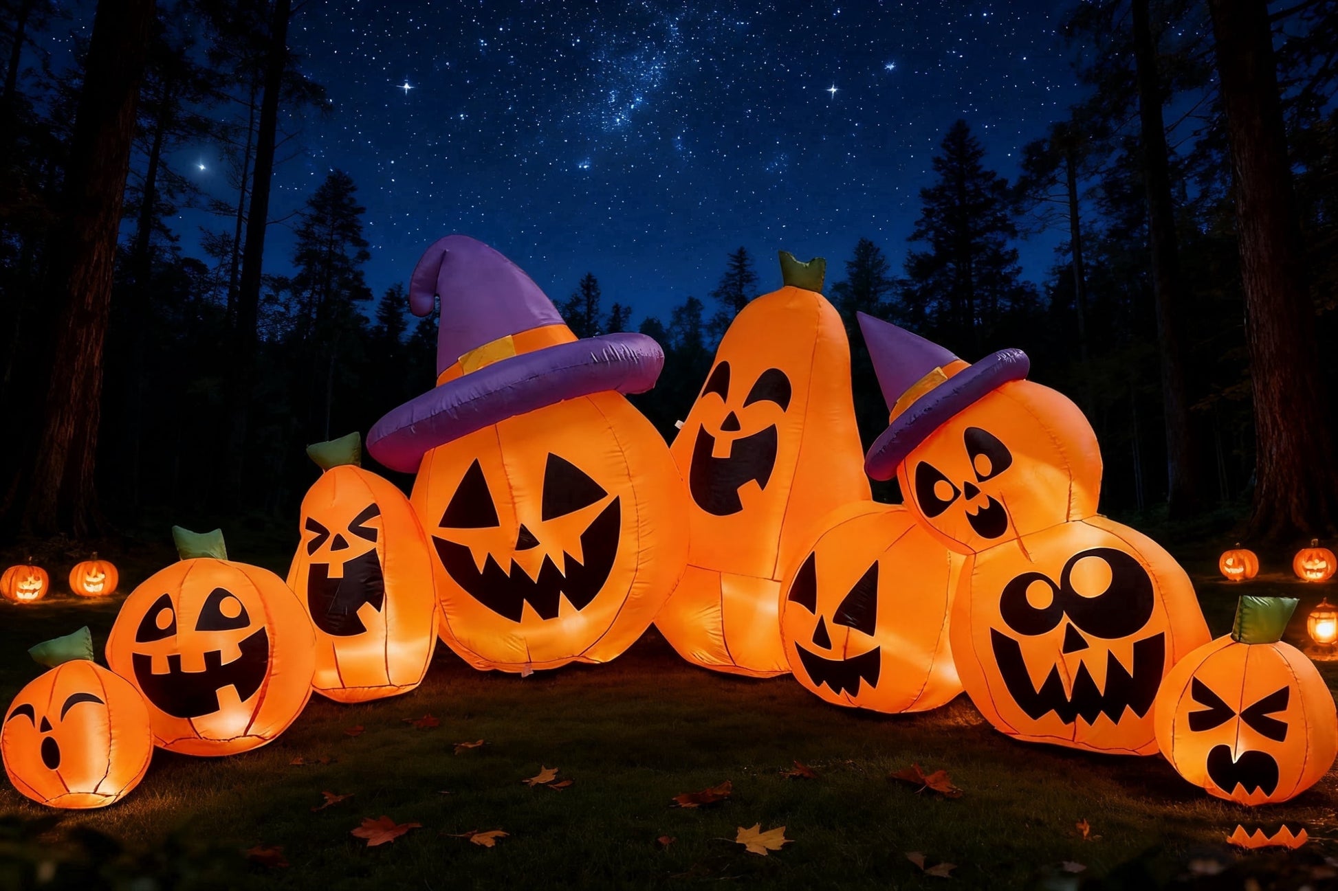 12.5 FT Halloween Inflatable Long Pumpkin with Witch Hat Decorations Inflatables with Build-In Leds,Halloween Decor Outdoor Blow up Yard Decorations