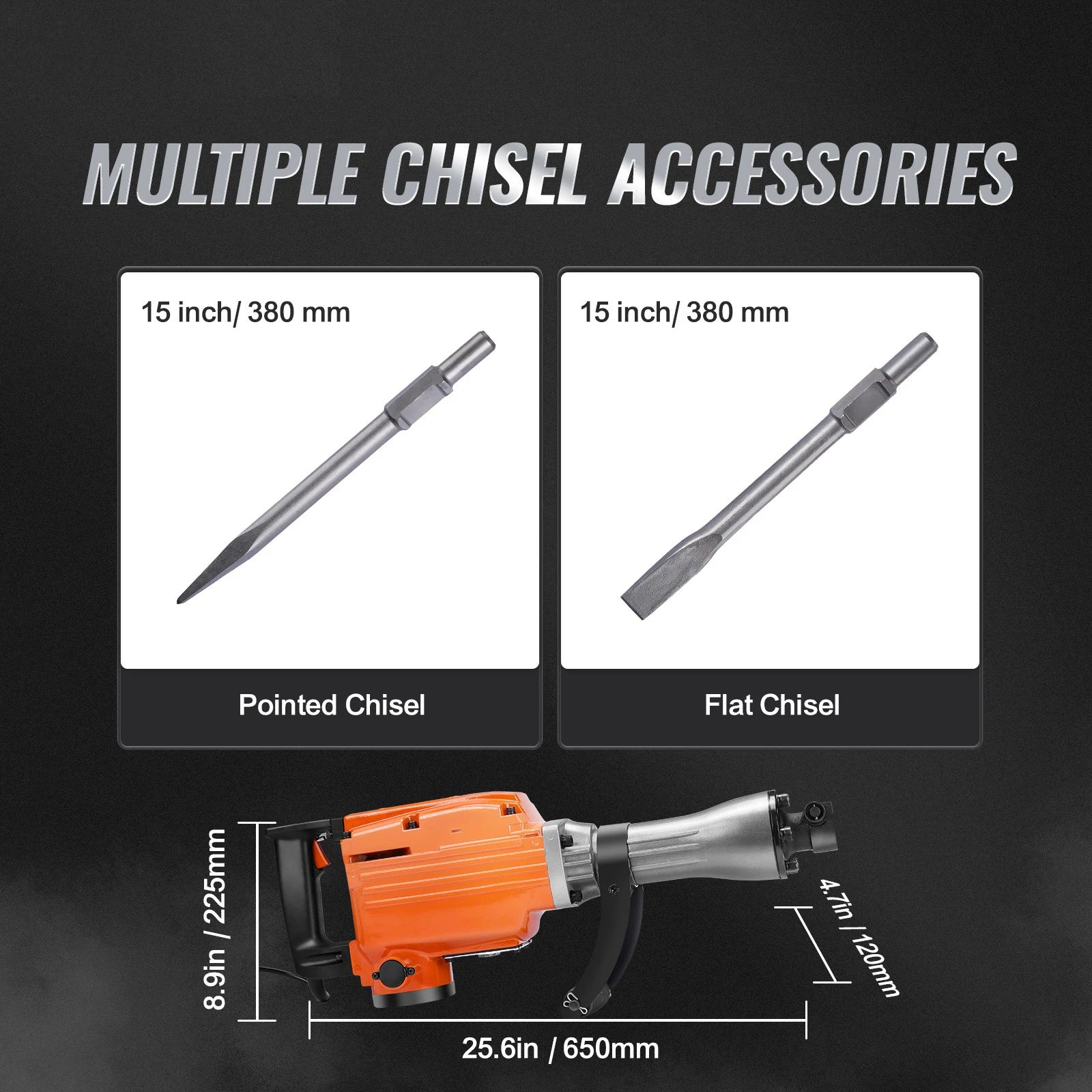 Demolition Jack Hammer 1500W/2200W/3500W Jack Hammer Concrete Breaker Heavy Duty Electric Jack Hammer 2/4Pcs Chisel