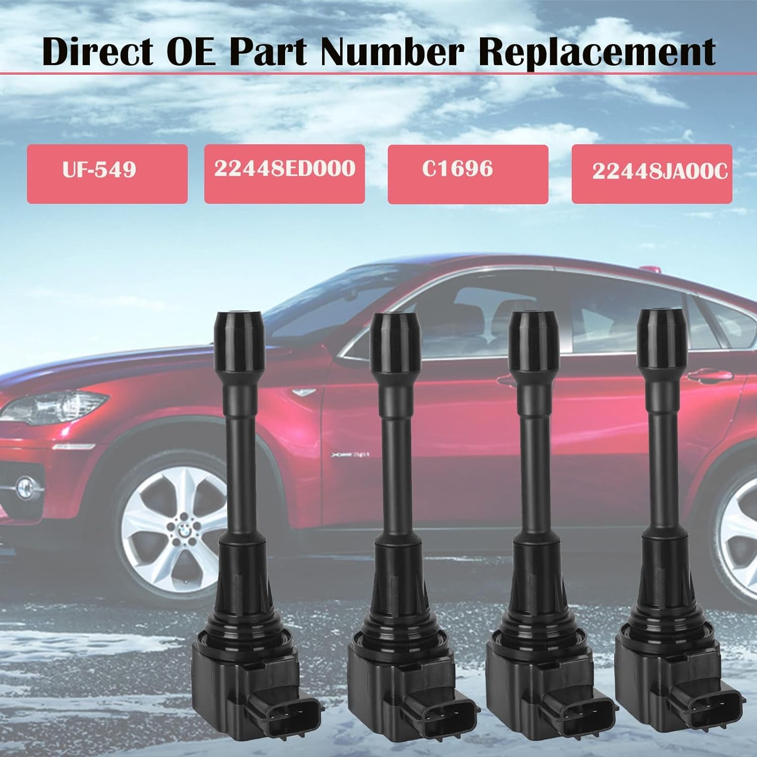 Set of 4 Ignition Coil Pack and Spark Plugs Fits for 2007 2008 2009 2010 2011 2012 2013 Nissan Altima Versa Sentra Rogue Cube NV200 2.5 1.8 1.6 2.0 L4 Spark Plugs Coil Packs Replaces# UF549 & 9029