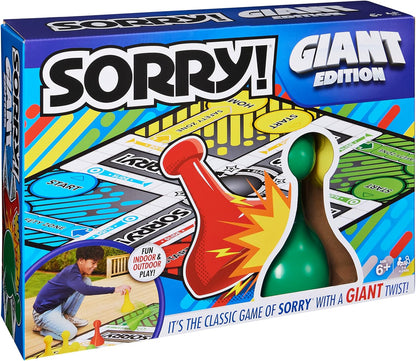 Giant Sorry Classic Family Board Game Indoor Outdoor Retro Party Activity Summer Toy with Oversized Gameboard, for Adults and Kids Ages 6 and Up