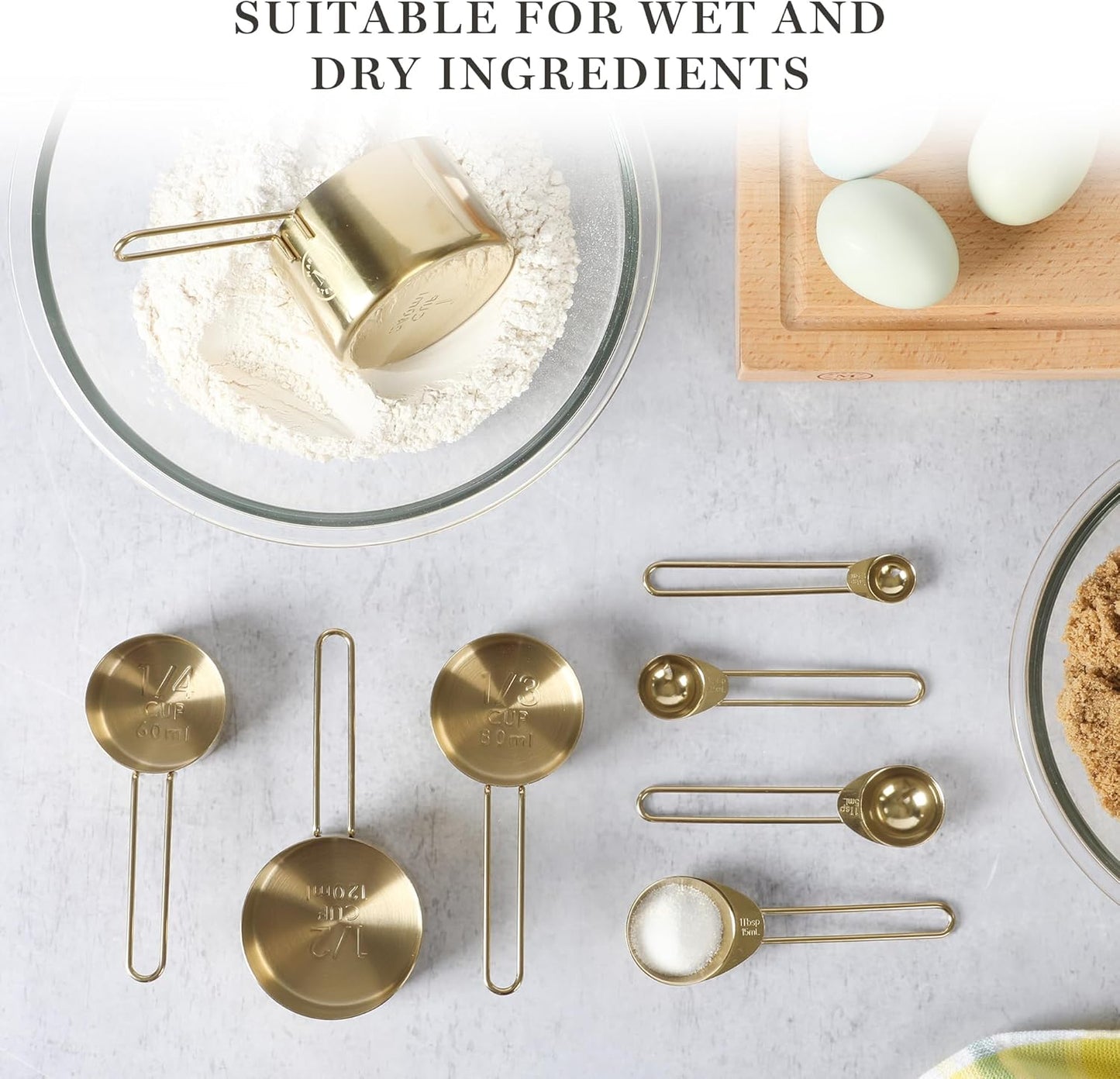 Richburn 4 Pack Gold Stainless Steel Measuring Cup Set