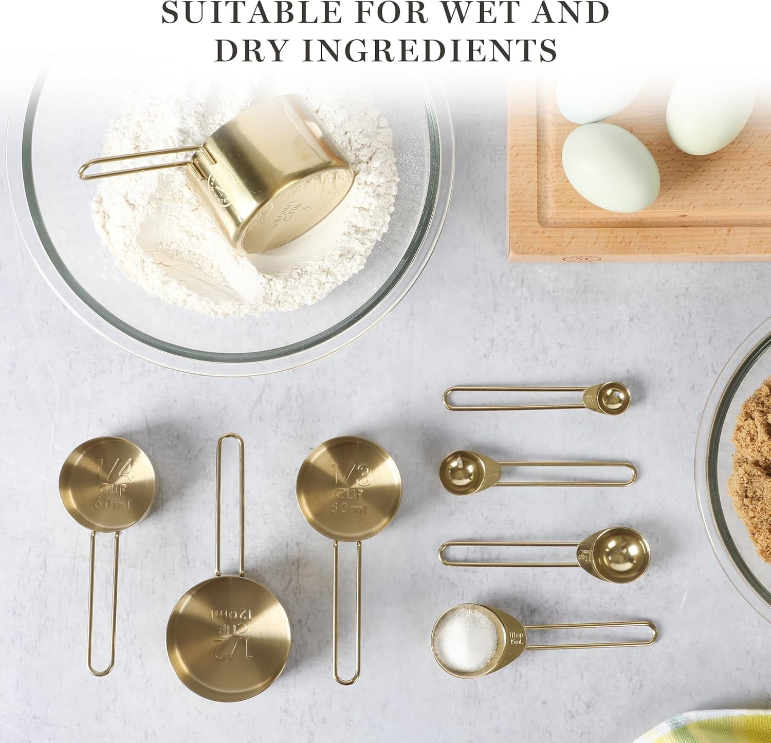 Richburn 4 Pack Gold Stainless Steel Measuring Cup Set