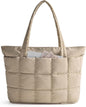 Large Tote Bag for Women, Expandable Puffer Work Tote Handbag, Quilted Carry-On Travel Gym Bag