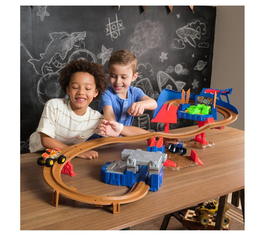 Monster Jam Supercharge Speedway Playset with 2 Monster Trucks